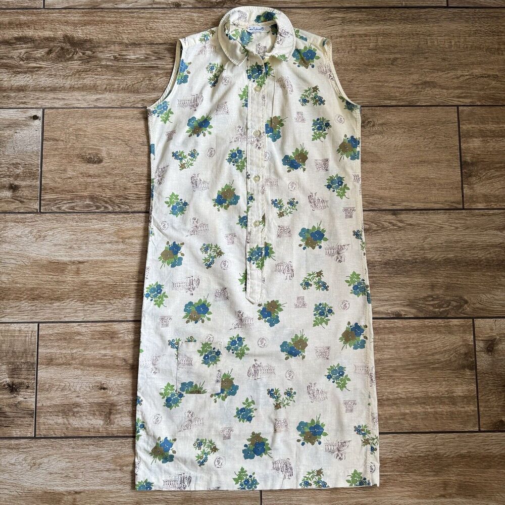 Vintage Floral Print Sleeveless Dress Size 7/8 - Picture 4 of 15